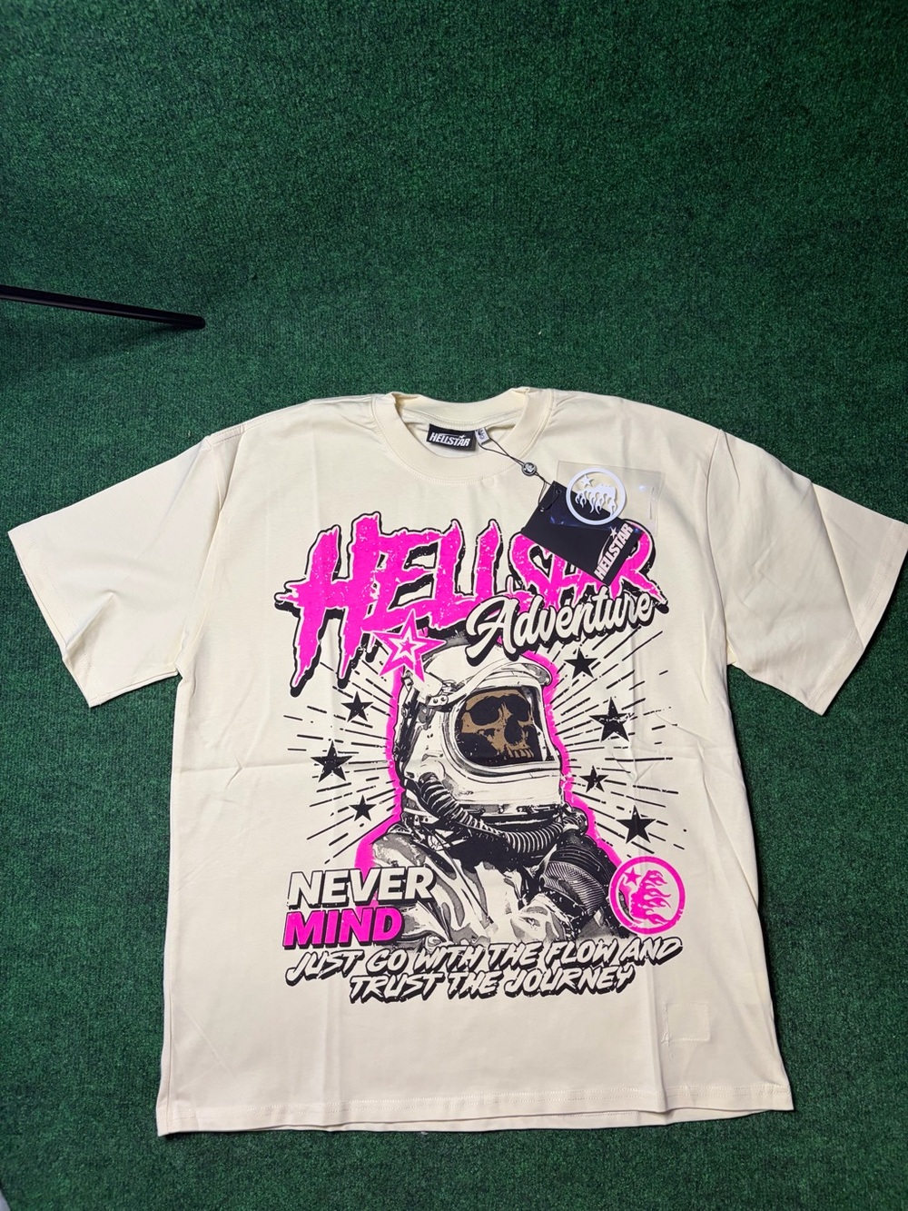 Adventure Graphic Tee - Cream with Pink Accents